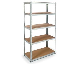 EURO VANADIUM Etagère modulable en métal pour Charges Lourdes - 90 x 180 cm | Structure acier galvanisé et plateaux MDF, capacité totale 875 kg, 175 kg par plateau, assemblage par clips sans outils