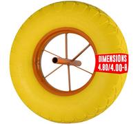 EURO VANADIUM - Roue de Brouette Increvable Ø390 x 80 mm, 4.80 4.00-8, Axe extérieur 20 mm, intérieur 17 mm - Roue Pleine en Caoutchouc