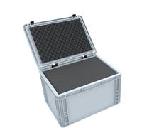 Eurobox 400 x 300 x 235 mm avec couvercle à charnières et kit de mousse