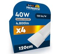 Eurocali 4 Réglette LED Linéaire de Plafond 120cm 40W Chip CREE 4800 lumen Garantie 6 Ans Lumière Naturelle 4000K Plafonnier Lampe Rectangulaire d'Intérieur Magasins Bureaux Haute Luminosité 120lmW