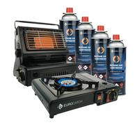 Eurocatch Poêle à gaz et poêle à gaz - Set de camping - incl. 4 cartou
