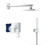 Eurocube Set mitigeur mécanique + Douchette stick 1 jet avec support + Douche de tête + Corps d'encastrement (24062000-Eurocube)