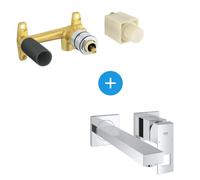 Eurocube Set Mitigeur monocommande 2 trous lavabo encastré mural Chrome Taille M + Corps encastré (23447000-SET)