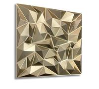 Eurodeco Lot de 12 panneaux muraux en plastique PVC, 3 m², aspect 3D, 50 x 50 cm, pour salle de jeu, plafond, or champagne D101