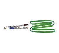 Eurofarm 37117 Palan manuel capacité 4 tonnes, diamètre 6 mm 3 m & Elingue Cravate 3 m/Vert/ 2 000 kg/ 4 000 kg