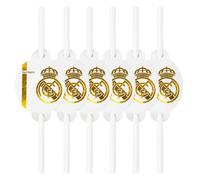EuroFiestas, Lot De 6 Pailles En Papier Real Madrid, Décoration Officielle De Football Pour Anniversaire Enfant, Set D'Accessoires Pour Fêtes, Gobelets Et Décoration