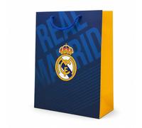 EuroFiestas, Sac Cadeau Real Madrid En Papier Résistant, Décoration Anniversaire Football Pour Enfant, Accessoire Fête Foot Et Emballage Cadeau Supporter (30x12x40,Blason)