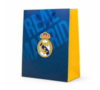 EuroFiestas, Sac Cadeau Real Madrid En Papier Résistant, Décoration Anniversaire Football Pour Enfant, Accessoire Fête Foot Et Emballage Cadeau Supporter (26x12x32, Blason)