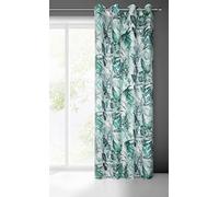 Eurofirany Adeline Rideau en Microfibre, Motif botanique, Feuilles avec œillets, 1 pièce, Moderne, élégant, pour Chambre à Coucher, Salon, Chambre d'enfant, 140 x 250 cm, Blanc et Vert