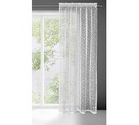 Eurofirany Amanda Rideau à Mailles avec Galon Fronceur - 1 pièce. Semi-Transparent Rideau, Draperies, Décorations d'intérieur de Fenêtre de Salon, Chambre, Cuisine, 140x270 cm, Blanc