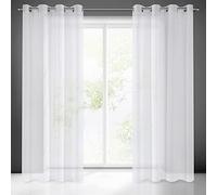 Eurofirany ARGEA Rideau Voilage à Oeillets - 1 pièce. Semi-Transparent Rideau, Draperies, Décorations d'intérieur de Fenêtre de Salon, Chambre, Cuisine, 140x250 cm, Blanc