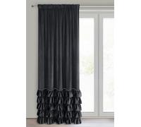 Eurofirany Carli Rideau en Velours, avec Galon fronceur, 1 pièce, Opaque, occultant, Exclusif pour Salon, Chambre à Coucher, 140 x 270 cm, Noir