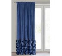 Eurofirany Carli Rideau en Velours, avec Galon fronceur, 1 pièce, Opaque, occultant, Exclusif pour Salon, Chambre à Coucher, 140 x 270 cm, Bleu foncé