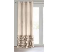 Eurofirany Carli Rideau en Velours avec Volants - avec œillets - 1 pièce - Opaque - Rideau Exclusif pour Salon, Chambre à Coucher - 140 x 250 cm - Beige
