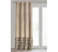 Eurofirany Carli Rideau en Velours avec Volants - avec œillets - 1 pièce - Opaque - Rideau Exclusif pour Salon, Chambre à Coucher - 140 x 250 cm - Beige foncé