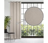 Eurofirany Carlo Rideau Occultant Extra Long avec Œillets - 1 Unité, Lourd 340 g/m², Rideau Isolant Thermique, Opaque, Assombrissant, Chambre, Salon, 135x250 cm, Beige