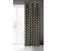 Eurofirany Chill Rideau en Velours, Noir avec Motif à Paillettes dorées, œillets, en Velours, Opaque, Magnifique, élégant, à Motifs, Moderne, pour Salon, Chambre à Coucher, 140 x 250 cm
