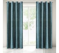 Eurofirany Claire Rideau Chenille Lisse à œillets Tendance élégant de Haute qualité pour Chambre à Coucher, Salon, Vert foncé, 140 x 250 cm