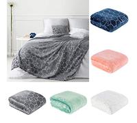 Eurofirany Couvre-lit Vanesa avec Motif nid d'abeille argenté, Housse de Coussin, Plaid, Polyester, Bleu foncé, 150 x 200 cm