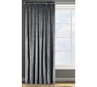Eurofirany Design91 Rosa Rideau en Velours Doux Uni Opaque avec Galon Fronceur - 1 Unité, Moelleux, Panneau Drapé, Classique, Élégant, Salon, Chambre, 200 g/m², 135x300 cm, Gris Graphite