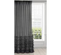 Eurofirany Dolly Rideau Gothique, Rideau Voilage Ruban à Volants, Rideau Transparent avec Galon Fronceur - 1 unité, Rideau de Fenêtre, pour Chambre à Coucher, Salon, 140x250 cm, Noir