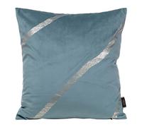 Eurofirany Élégante Housse de Coussin décorative en Velours avec Impression - 45 x 45 cm - pour canapé - Ceinture inclinée - Bleu
