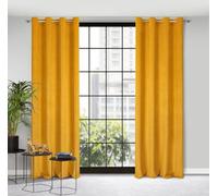 Eurofirany Eliza Rideau Structurel en Velours avec Œillets - 1 Pièce, Rideau en Velours Thermique Isolant, Opaque, Occultant, pour Chambre, Salon, 140x250 cm, Jaune Moutarde