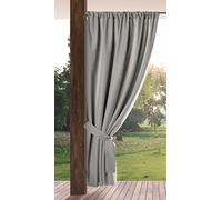 Eurofirany GARDEN Rideau d'Extérieur à Passe-tringle, 1 Pièce, Occultant & Imperméable, Protection UV, pour Balcon Terrasse Pergola, 155x200 cm (L x H), Gris Clair