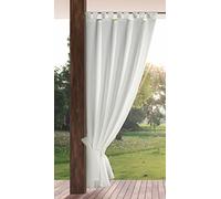 Eurofirany Garden Rideau d'Extérieur à Pattes Auto-agrippantes, 1 Pièce, Occultant & Imperméable, Protection UV, pour Balcon Terrasse Pavillon, 155x260 cm (L x H), Blanc