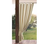 Eurofirany GARDEN Rideau d'Extérieur à Pattes Auto-agrippantes, 1 Pièce, Occultant & Imperméable, Protection UV, pour Balcon Terrasse Pavillon, 155x200 cm (L x H), Beige Clair