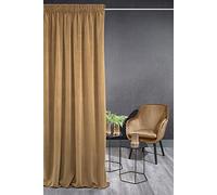 Eurofirany Kristi Rideau en Velours avec Galon Fronceur - 1 pc. Rideau Thermique, Rideau Occultant pour Chambre à Coucher, Salon, Salle à Manger, Densité 330g/m², 140x270 cm, Miel