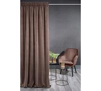 Eurofirany Kristi Rideau en Velours avec Galon Fronceur - 1 pc. Rideau Thermique, Rideau Occultant pour Chambre à Coucher, Salon, Salle à Manger, Densité 330g/m², 140x270 cm, Café