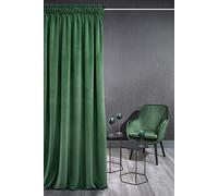 Eurofirany Kristi Rideau en Velours avec Galon Fronceur - 1 pc. Rideau Thermique, Rideau Occultant pour Chambre à Coucher, Salon, Salle à Manger, Densité 330g/m², 140x270 cm, Vert Foncé