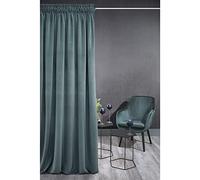 Eurofirany Kristi Rideau en Velours avec Galon Fronceur - 1 pc. Rideau Thermique, Rideau Occultant pour Chambre à Coucher, Salon, Salle à Manger, Densité 330g/m², 140x270 cm, Bleu Clair