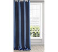 Eurofirany Logan Rideau Occultant Extra Long-1 Unité, Oeillets, Blocage de la Lumière, Assombrissement de la pièce, Chambre à Coucher, Salon, Polyester, Bleu Foncé, 135x250 cm
