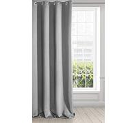 Eurofirany Logan Rideau Occultant Extra Long-1 Unité, Oeillets, Blocage de la Lumière, Assombrissement de la pièce, Chambre à Coucher, Salon, Satin, Argenté, 135x250 cm