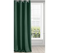 Eurofirany Logan Rideau Occultant Extra Long-1 Unité, Oeillets, Blocage de la Lumière, Assombrissement de la pièce, Chambre à Coucher, Salon, Satin, Vert Foncé, 135x250 cm