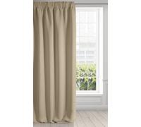 Eurofirany Logan Rideau Occultant Extra Long-1 Unité, Passe-Tringle, Galon Fronceur, Blocage de la Lumière, Assombrissement de la pièce, Chambre à Coucher, Salon, Polyester, Beige, 135x270 cm