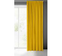 Eurofirany Madlen Rideau en Velours, avec Galon plissé, 1 pièce, Doux, élégant, Lisse, uni, Moderne, Classique, pour Salon, Chambre à Coucher, 140 x 300 cm, Jaune Moutarde