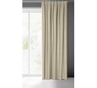 Eurofirany Madlen Rideau en Velours, avec Galon plissé, 1 pièce, Doux, élégant, Lisse, uni, Moderne, Classique, pour Salon, Chambre à Coucher, 140 x 300 cm, Beige