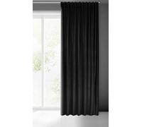 Eurofirany Madlen Rideau en Velours, avec Galon plissé, 1 pièce, Doux, élégant, Lisse, uni, Moderne, Classique, pour Salon, Chambre à Coucher, 140 x 300 cm, Noir