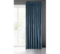 Eurofirany Pierre Rideau en Velours Avec Galon Fronceur - Occultant Thermique, Opaque pour Chambre Salon Salle à Manger, Densité 215 g/m², 140x300 cm, Bleu Marine