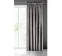 Eurofirany Pierre Rideau en Velours Avec Galon Fronceur - Occultant Thermique, Opaque pour Chambre Salon Salle à Manger, Densité 215 g/m², 140x300 cm, Gris Acier