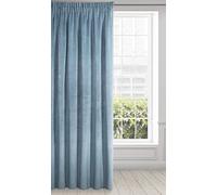 Eurofirany RIA Rideau Velours Doux à Galon Fronceur, 1 Pièce, Occultant Thermique pour Salon et Chambre, 140x270cm (L x H), Bleu