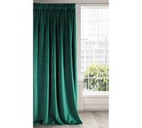 Eurofirany RIA Rideau Velours Doux à Galon Fronceur, 1 Pièce, Occultant Thermique pour Salon et Chambre, 140x270cm (L x H), Vert Foncé