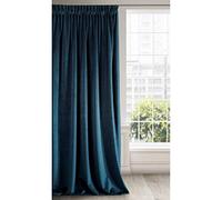 Eurofirany RIA Rideau Velours Doux à Galon Fronceur, 1 Pièce, Occultant Thermique pour Salon et Chambre, 140x270cm (L x H), Bleu Marine