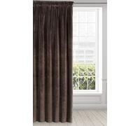 Eurofirany RIA Rideau Velours Doux à Galon Fronceur, 1 Pièce, Occultant Thermique pour Salon et Chambre, 140x270cm (L x H), Marron