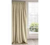 Eurofirany RIA Rideau Velours Doux à Galon Fronceur, 1 Pièce, Occultant Thermique pour Salon et Chambre, 140x270cm (L x H), Beige