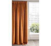 Eurofirany RIA Rideau Velours Doux à Galon Fronceur, 1 Pièce, Occultant Thermique pour Salon et Chambre, 140x270cm (L x H), Brun Roux