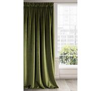 Eurofirany RIA Rideau Velours Doux à Galon Fronceur, 1 Pièce, Occultant Thermique pour Salon et Chambre, 140x270cm (L x H), Vert Olive